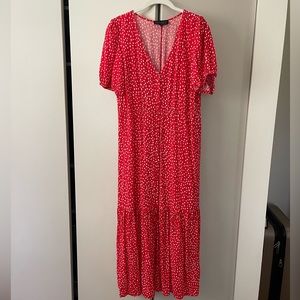 Eloquii red polka dot midi maxi dress